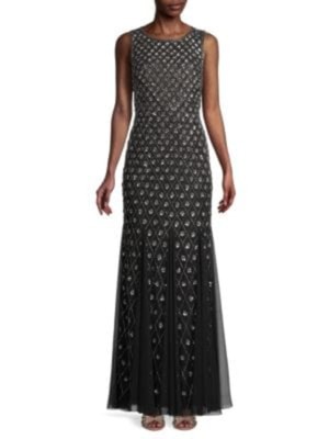 

Женское черное вечернее платье макси без рукавов с круглым вырезом AIDAN MATTOX, Черный