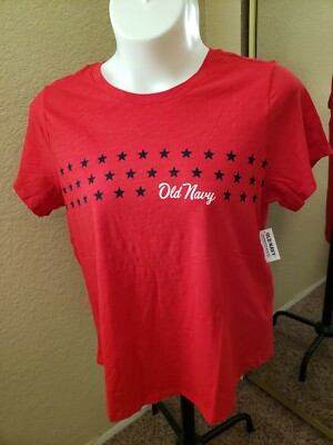 BRAND NEW:  Women's OLD NAVY Size XL Red with Stars 100% Cotton Tee