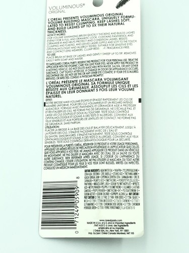 L'Oreal Voluminous Curved Mascara 310 Blackest Black .28 Fl oz x2 TWO
