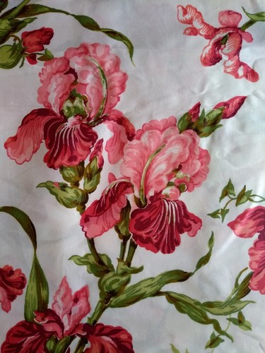 Vintage Everfast Fabrics Pink Red Floral Drapery Decorator 7.5 Yards