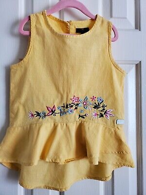 7 For All Mankind Girl's Yellow Embroidered Top Size Medium