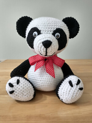 Crochet Panda Teddy Bear Handmade Doll Stuffed Animal Toy