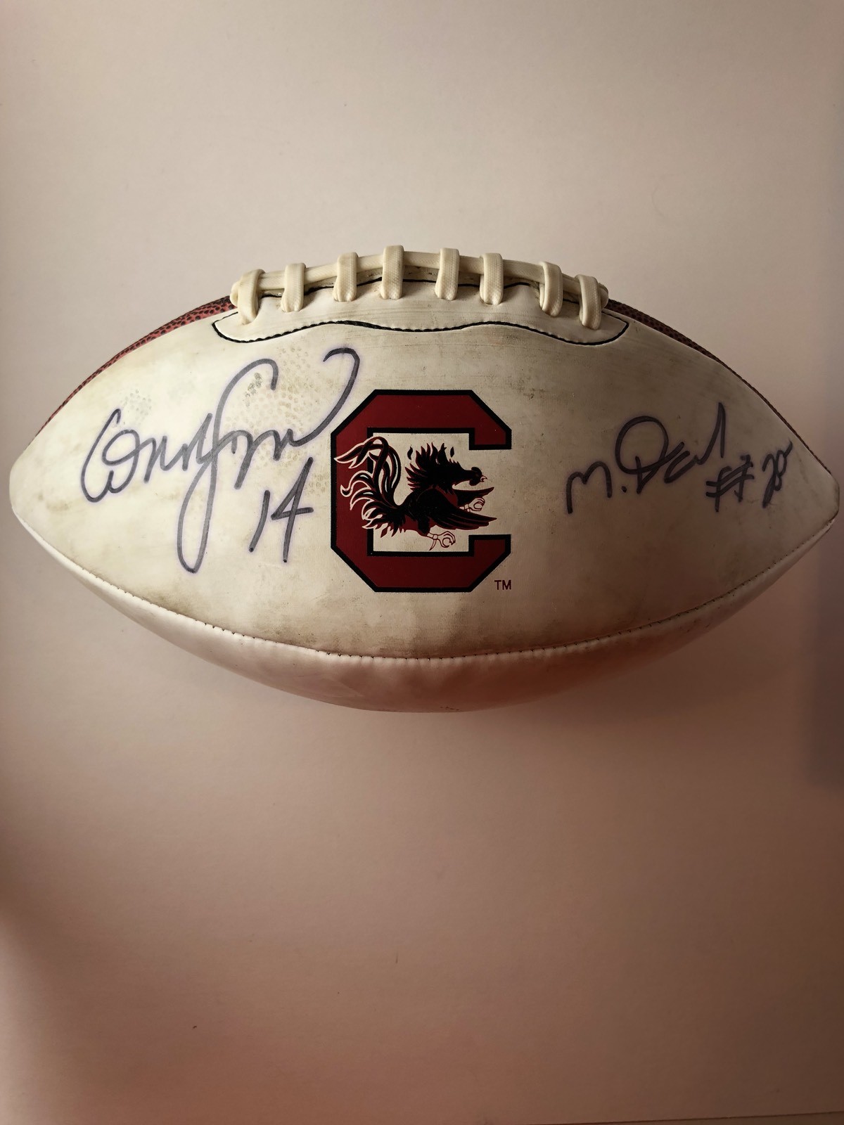 SEC Shaw 14 Davis 28 Autographed Football So. Carolina Gamecocks No COA