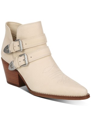 

SAM EDELMAN Женские кожаные ботинки в стиле вестерн цвета слоновой кости Windsor с острым носком на блочном каблуке, Цвет слоновой кости, G9183L1
