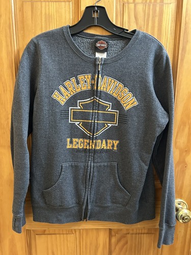 Womens Harley Davidson Motor City Zip-Up Crewneck Sweatshirt