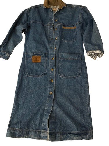 Vintage Calamity Jane Denim Duster Jacket Long Button Down Cowgirl Western Coat