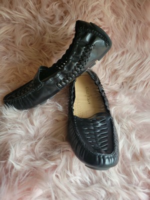 COLE HAAN Womens Black Woven Leather 