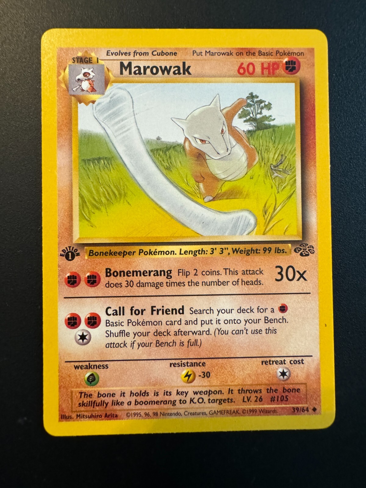 Pokemon TCG Cubone 50/64 & Marowak 39/64 Non Holo - 1st