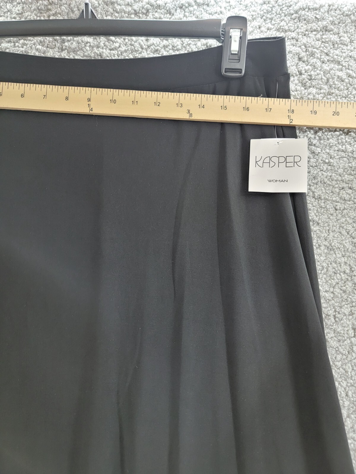 Kasper Plus Size Pull On Knit Midi Skirt Women's 1X Black Solid Elastic Waist - Picture 5 of 15