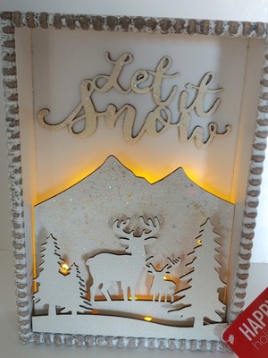 *READ* Let It Snow Light Up Led Snow Sign Christmas Winter Table Decor