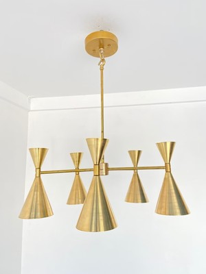 Mid Century Modern Spurchin Chandelier 5 light Monolith single tier , Chandelier