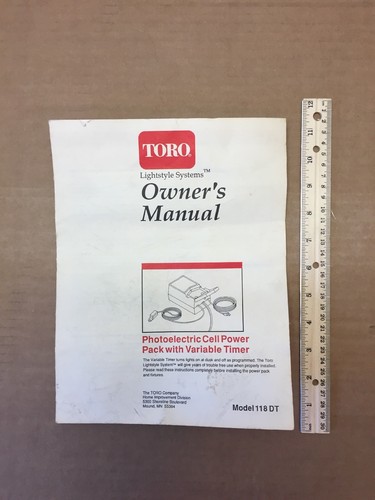 TORO Model 118DT Lightstyle Systems Owner's Manual. Photoelectric Cell Power