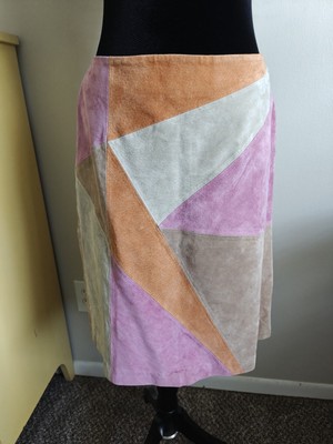 VTG Bagatelle color lock leather skirt 90s pastels nwt sz 10 US