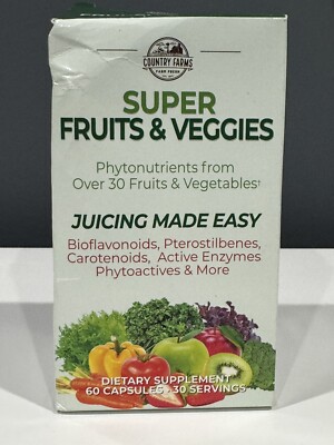 Country Farms Super Fruits & Veggies Dietary Supplement - 60 Capsules Exp 6/26