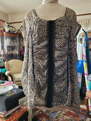 Fashion Bug Woman's Sleeveless Top Polyester Spandex Blend Leopard Print 4X