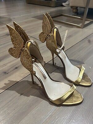 Sophia Webster    Gold Butterfly Chiara Stiletto Size 40  ALL Leather Shoe
