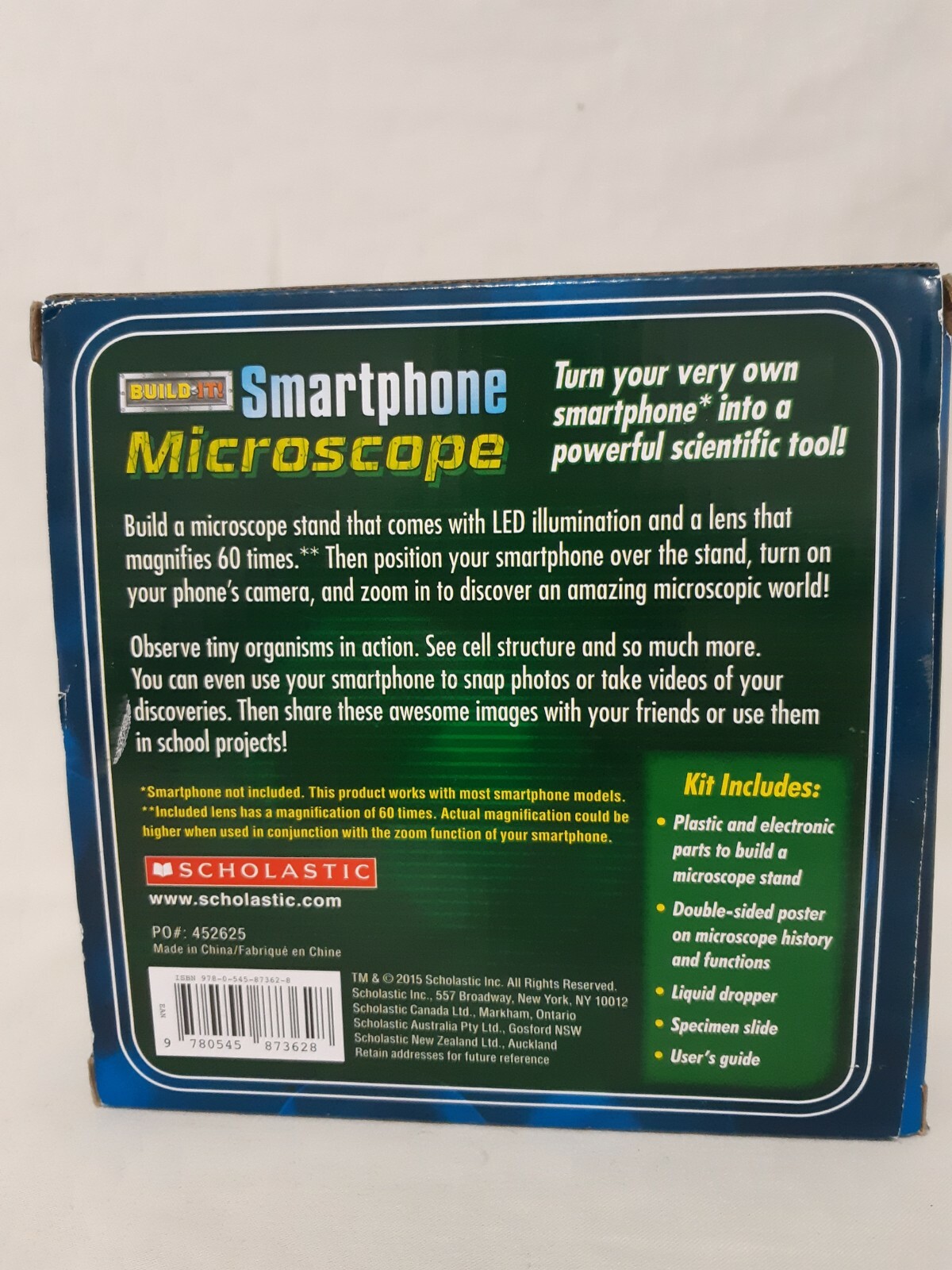 Scholastic Build-It Smartphone Microscope 60X Magnification New Unused
