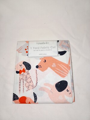 Create It Dog Fabric 1 Yard Bow Wow Print Cut Valentine 36x42 Heart Glasses New