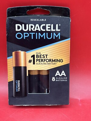Factory Sealed- Duracell Optimum Alkaline AA Batteries- 8 Pack