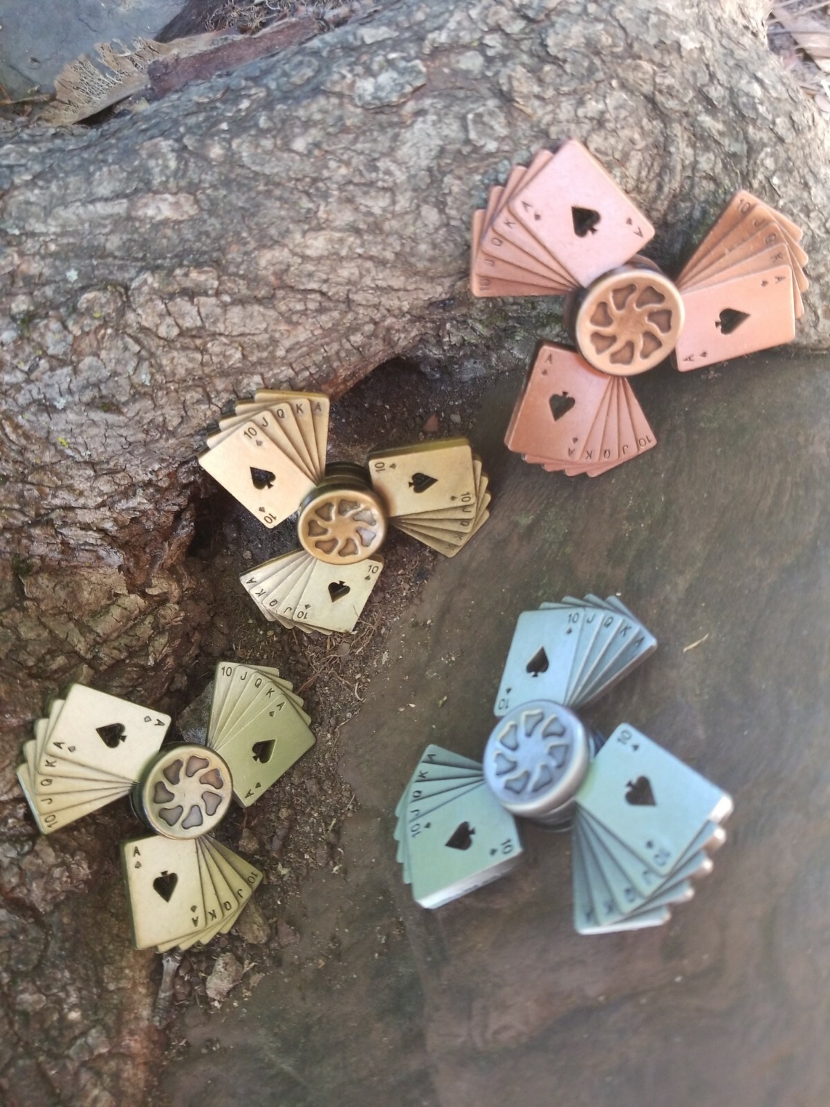 Metal Fidget Spinner Playing Cards, Ace,Black Jack Luck Charm, Adults Kids Toys 