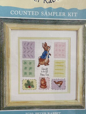 Beatrix Potter Cross Stitch Kit Peter Rabbit Birth Sampler JC20 Vintage New RARE