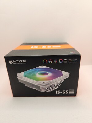 ID-COOLING IS-55 ARGB White CPU Cooler Low Profile 57mm Height CPU Air Cooler 