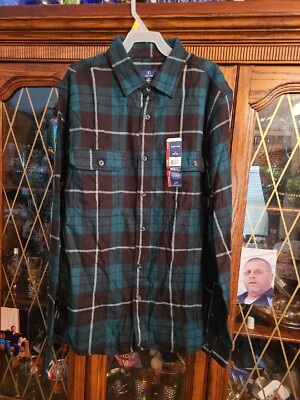 NWT George Dark Green Flannel Shirt Men Size  Medium (38-40) Soft, Plaid