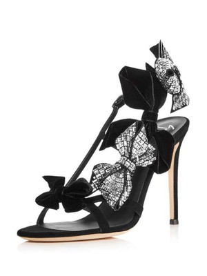 

GIUSEPPE ZANOTTI Женские Черные Кожаные Сандалии С Ремешком На Шпильке С Бантом, Черный, I100020