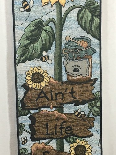Boyds Bear Bailey Honey Bear Tapestry Ain't Life Sweet Sunflowers 9