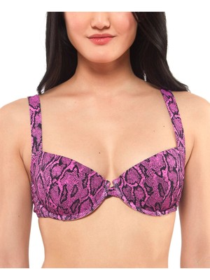 

JESSICA SIMPSON Женский розовый купальник со змеиным принтом U-Wire Snake Charmer Swimsuit Top