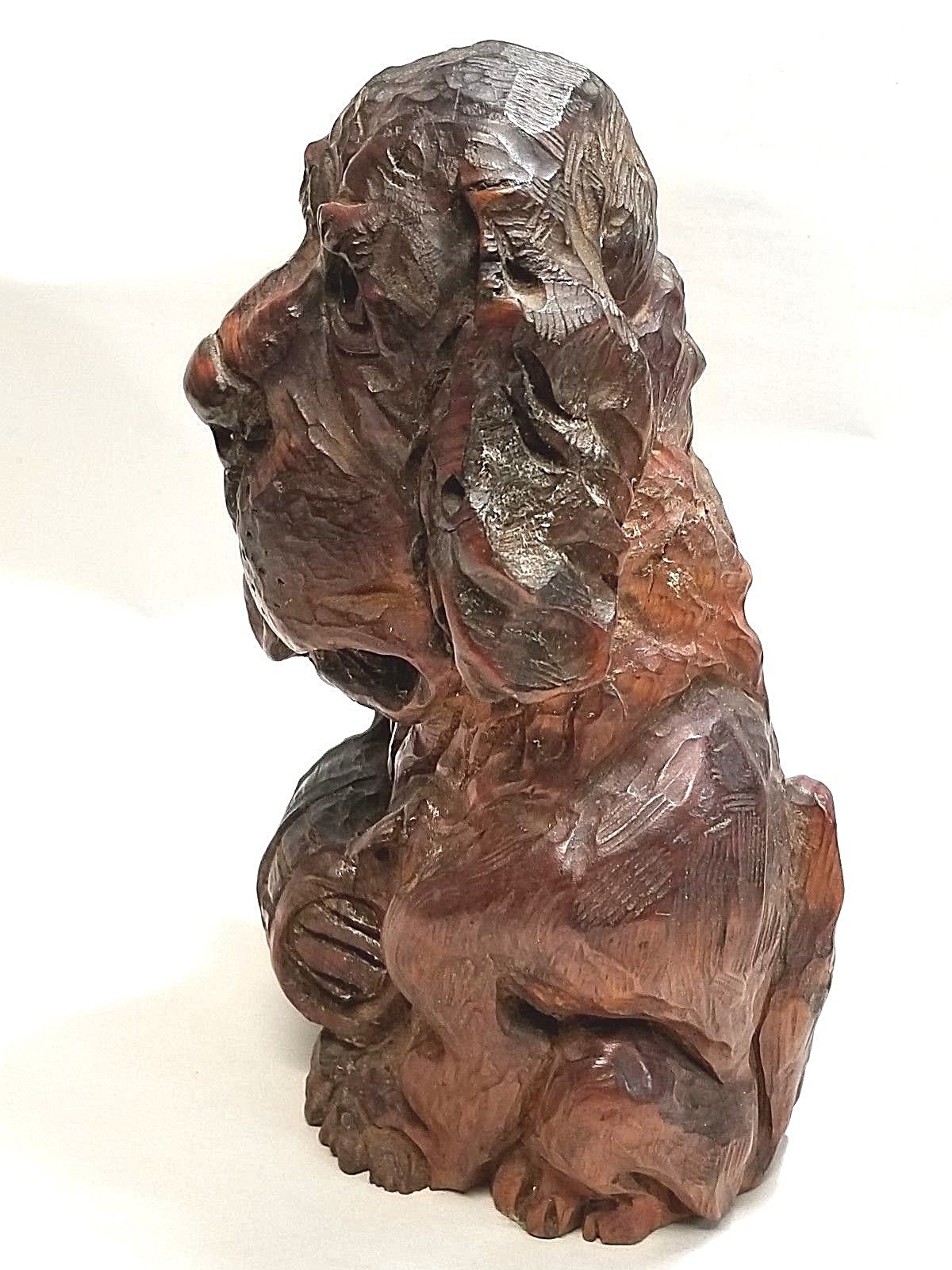 Rabb Wood Carving St. Bernard Dog Snow Rescue with Brandy Keg 8.75