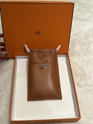 Authentic NEW IN BOX HERMES Pilo phone Glasses Case Bag $1,025 Gold Lambskin