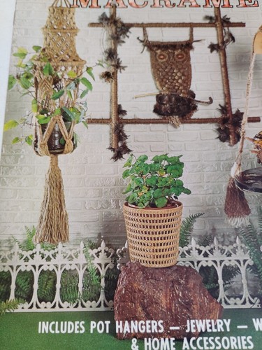 Wall Pot Hangers Jewelry Owl Mad about Macrame Hazel Pearson Handicrafts VTG 70s