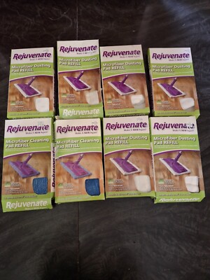 Lot of 8 Rejuvenate Microfiber Dusting Pad Refill & Mop Floor Cleaning Pads (x2)