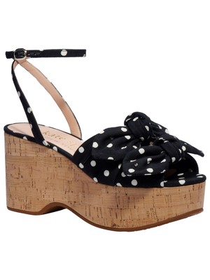 

KATE SPADE NEW YORK Женские черные/французские кремовые сандалии Julep на танкетке с двойным бантом, Черный, K3319