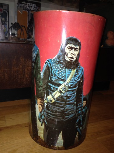 1967 PLANET OF THE APES METAL TIN TRASH GARBAGE CAN