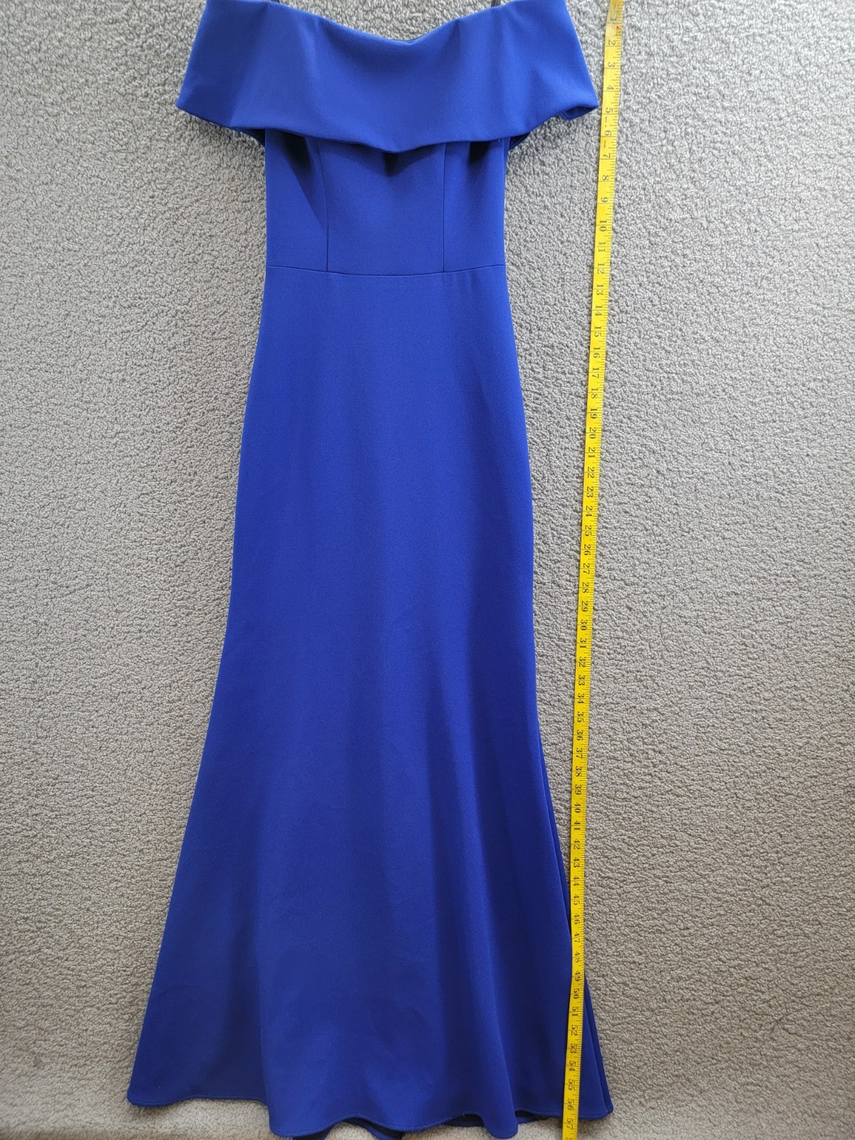 AQUA Off-the-Shoulder Scuba Crepe Gown Women's 2 Marine Back Zip Closure S/S - Picture 7 of 20