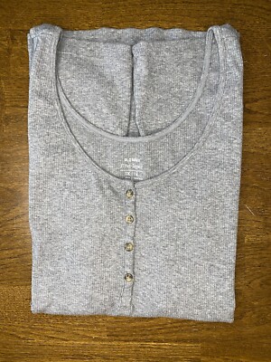 Old Navy Heathered Gray Ribbed Button Front Tank Ladies 1X