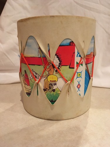 Tom Tom Vintage Kids Drum Indian Pictures Theme White TeePee JH