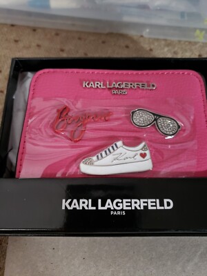 Karl Lagerfeld Small Zip Card Wallet Paris  Fushia NIB