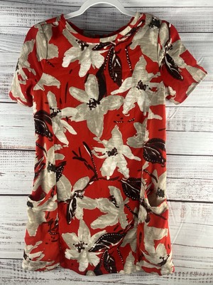 Abercrombie & Fitch Floral Tunic Top Women's Size X-Small Red Floral