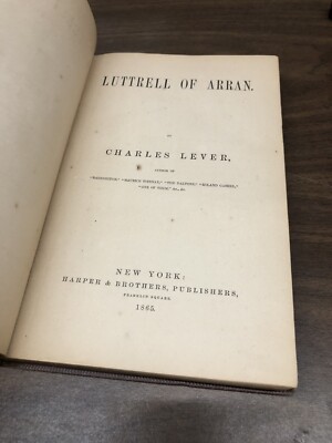Rare Antique 1st Ed. Charles Lever Luttrell of Arran Harper & Brothers 1865 