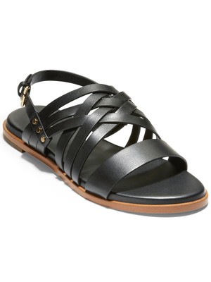 

COLE HAAN Женские черные плетеные сандалии Francie с круглым носком и ремешком на пятке  с заклепками, Черный, W21146