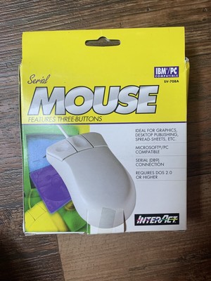 InterAct IBM/PC Compatible Serial Mouse, Features Three Buttons SV-708A Open Box
