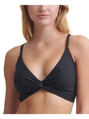 

Женское бикини DKNY черного цвета со съемными чашками и глубоким V-образным вырезом, с перекручиванием спереди, Черный