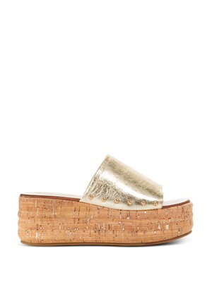 

KURT GEIGER Женские кожаные шлепанцы на платформе CorkMonica золотого цвета, Золотой, 4193661109