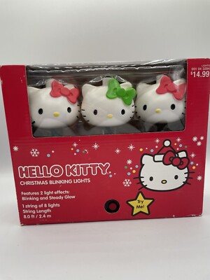 Gemmy 2013  Sanrio Hello Kitty Holiday Blinking String Lights NIB  Working