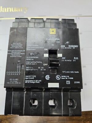 EGB34030SA SQUARE D NEW NO BOX SHUNT TRIP FREE SHIPPING