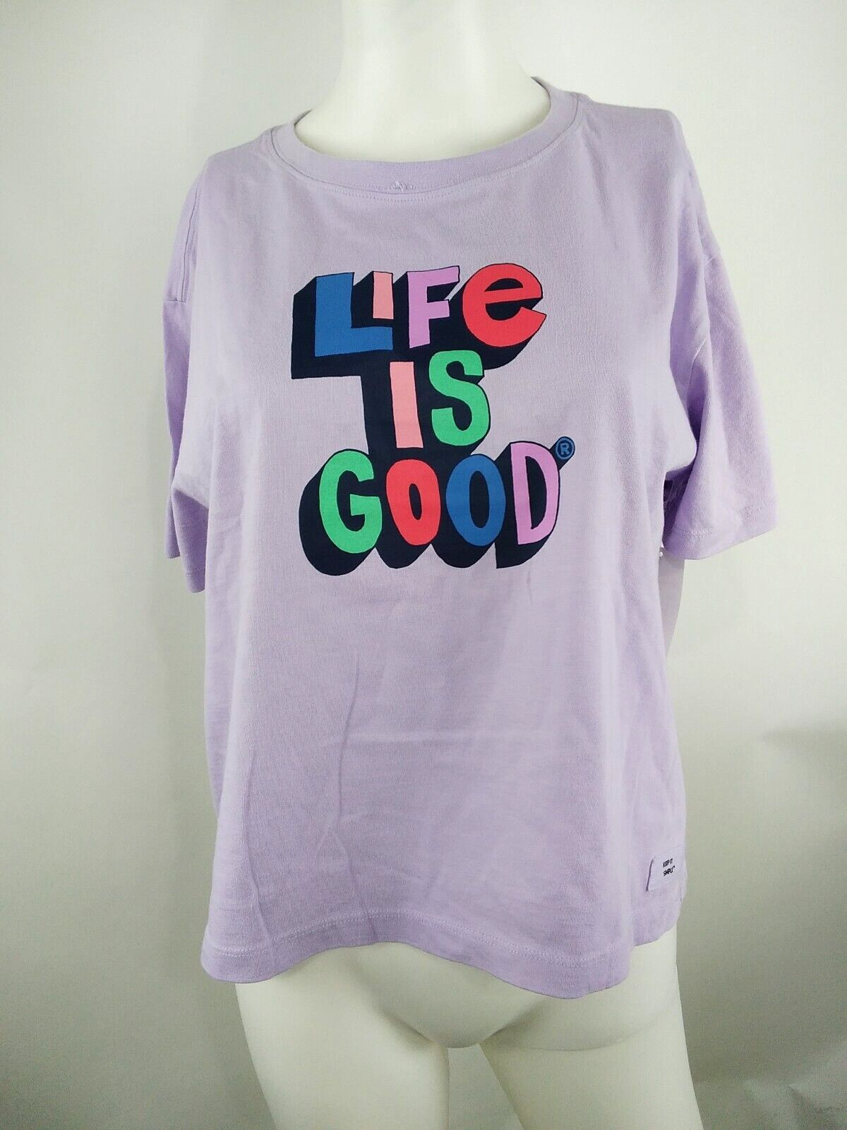 Life is Good Women Short Sleeve Boxy Crusher Tee Freestyle Purple