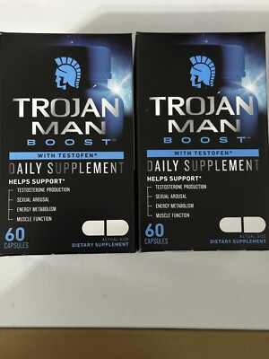 2x Trojan Man Boost Dietary Daily  Supplement - 60 Capsules - Exp 10/2025